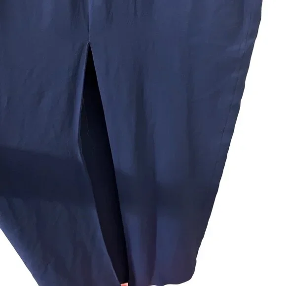 Marchesa Notte Womens Navy Blue Silk Organza Ruffle Sleeve Maxi Gown Size 0
